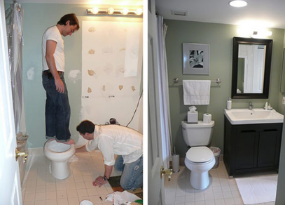 bathroom before and after shot